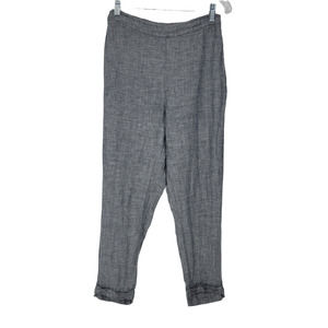 Habitat Women's Cropped Linen Pants Elastic Waist Tapered Pull On Gray Size S